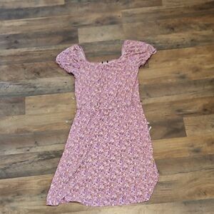 Pink Puff Sleeve Square Neck Midi Sundress